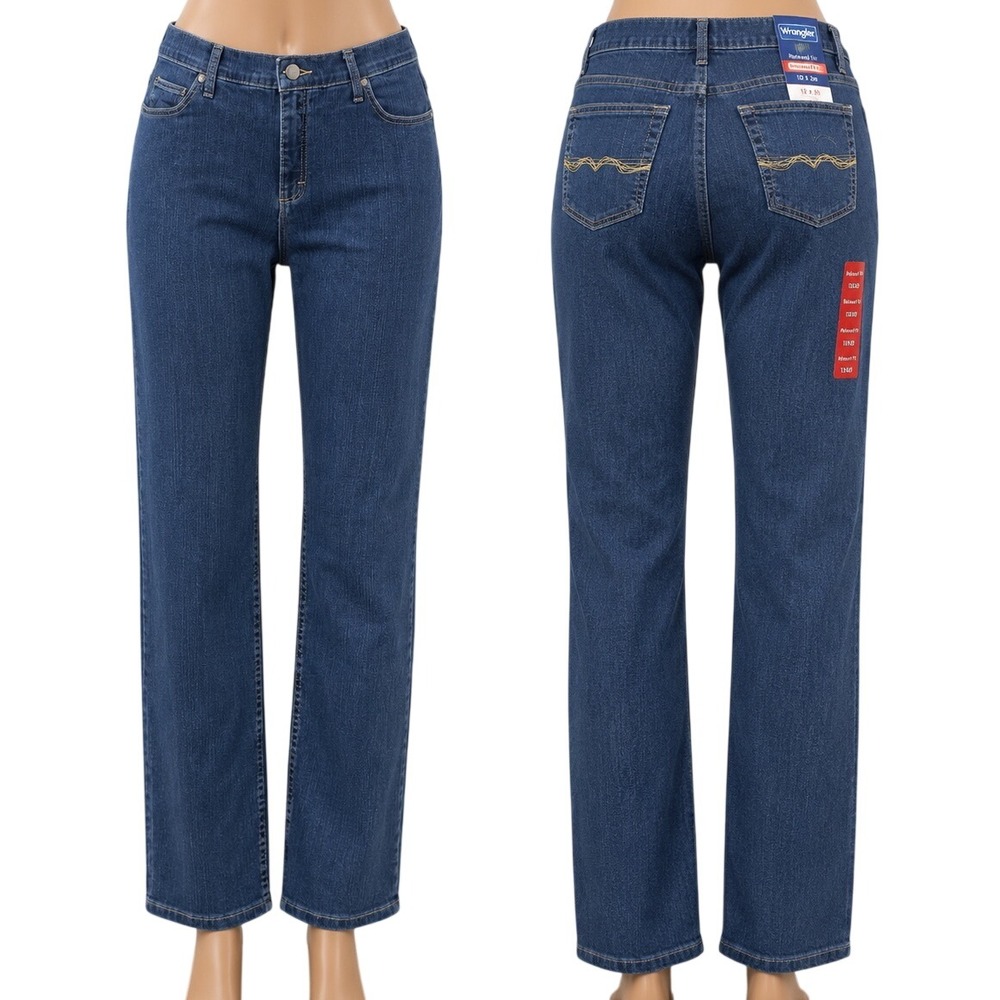 Wrangler Jeans Womens 12 Blue Relaxed Fit Straight Leg Natural Waist Denim